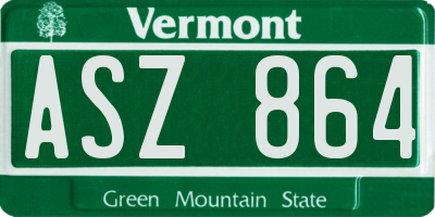 VT license plate ASZ864