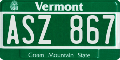 VT license plate ASZ867
