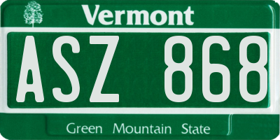 VT license plate ASZ868