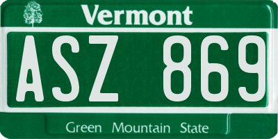 VT license plate ASZ869
