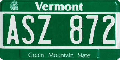 VT license plate ASZ872