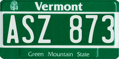 VT license plate ASZ873