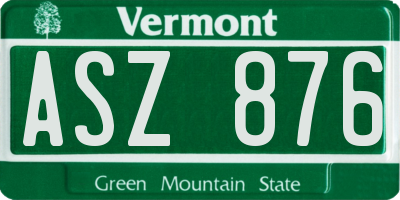 VT license plate ASZ876