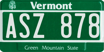 VT license plate ASZ878