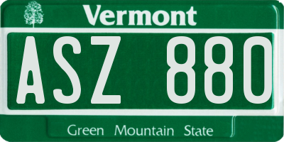 VT license plate ASZ880