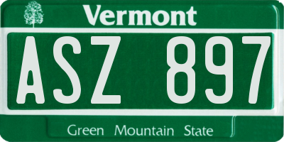 VT license plate ASZ897