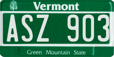 VT license plate ASZ903