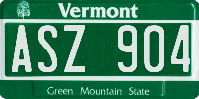 VT license plate ASZ904