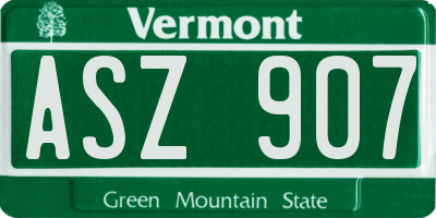 VT license plate ASZ907