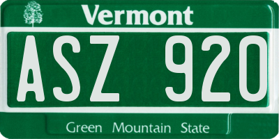 VT license plate ASZ920