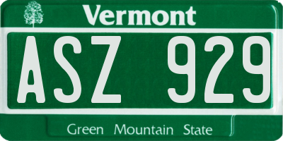 VT license plate ASZ929