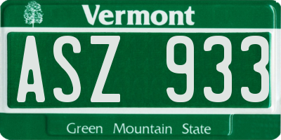 VT license plate ASZ933