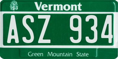 VT license plate ASZ934
