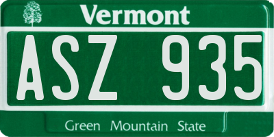 VT license plate ASZ935