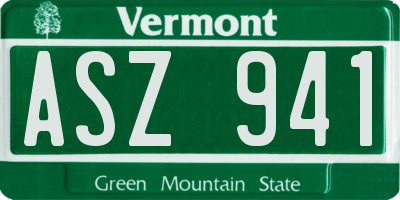 VT license plate ASZ941