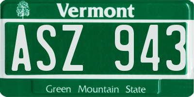 VT license plate ASZ943