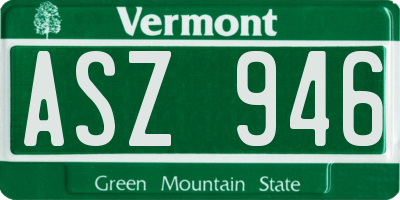 VT license plate ASZ946