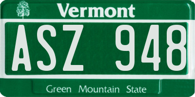 VT license plate ASZ948