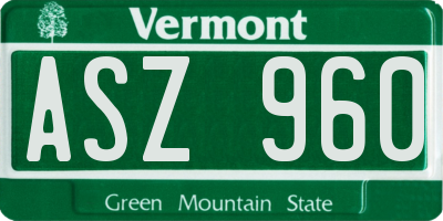VT license plate ASZ960
