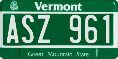 VT license plate ASZ961