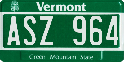 VT license plate ASZ964