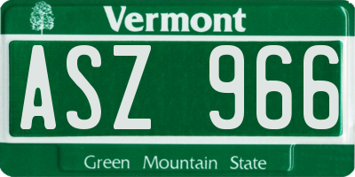 VT license plate ASZ966