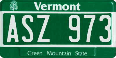 VT license plate ASZ973