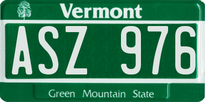 VT license plate ASZ976