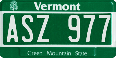VT license plate ASZ977