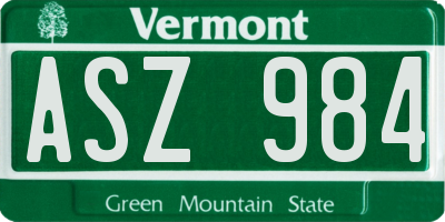 VT license plate ASZ984
