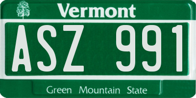 VT license plate ASZ991
