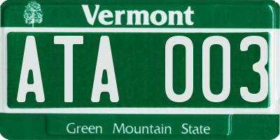 VT license plate ATA003