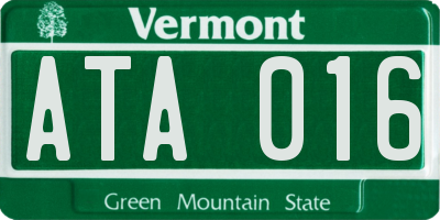 VT license plate ATA016