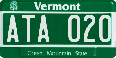 VT license plate ATA020