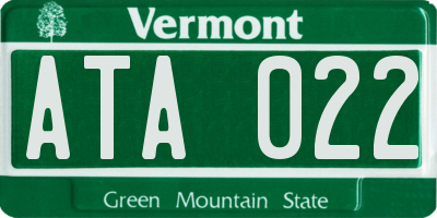VT license plate ATA022