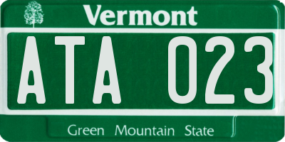 VT license plate ATA023
