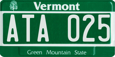 VT license plate ATA025