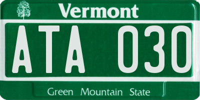 VT license plate ATA030