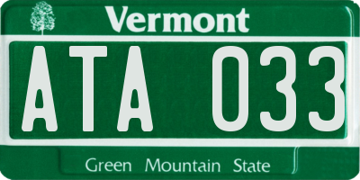 VT license plate ATA033