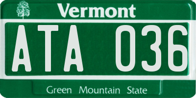 VT license plate ATA036