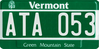 VT license plate ATA053