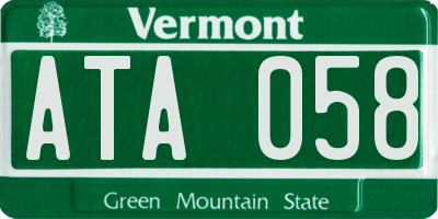 VT license plate ATA058