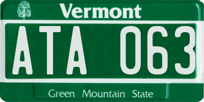 VT license plate ATA063
