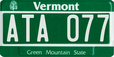 VT license plate ATA077