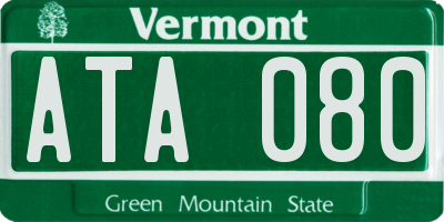 VT license plate ATA080