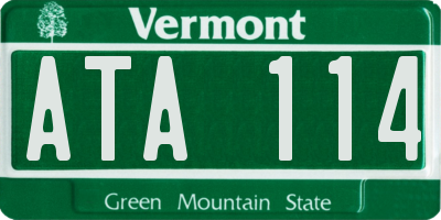 VT license plate ATA114