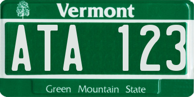 VT license plate ATA123