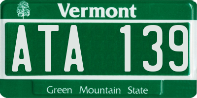 VT license plate ATA139