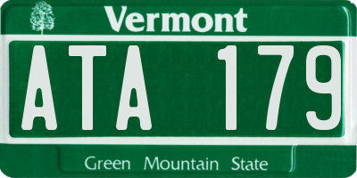 VT license plate ATA179