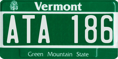 VT license plate ATA186
